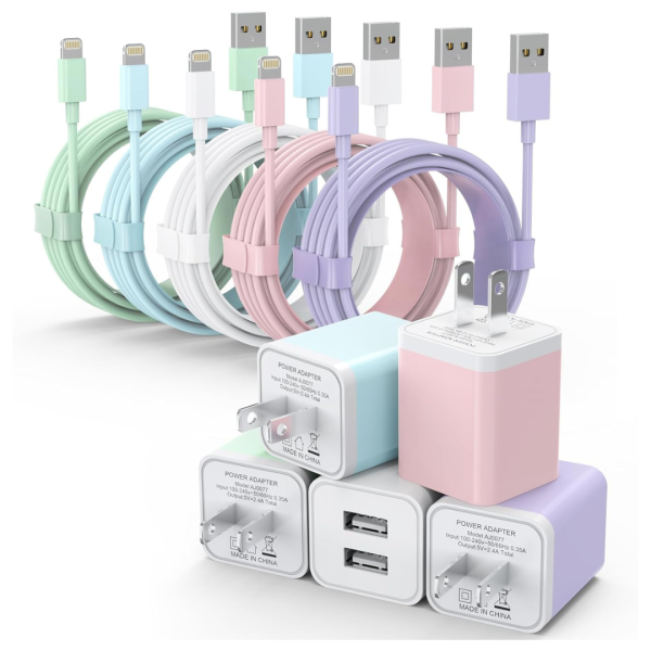 5-Pack Dual Port USB Wall Charger Adapter W  6ft Lightning Cable Online now